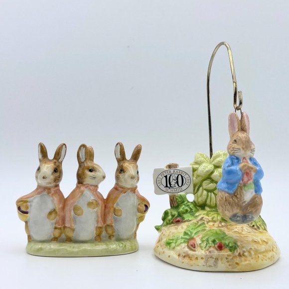 Schmid Peter Rabbit& Beatrix Potter "Flopsy Mopsy Cottontail bunnies" set of 2